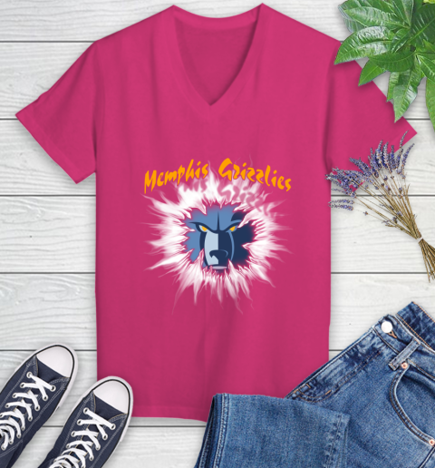 Memphis Grizzlies NBA Basketball Rip Sports Women's V-Neck T-Shirt 9