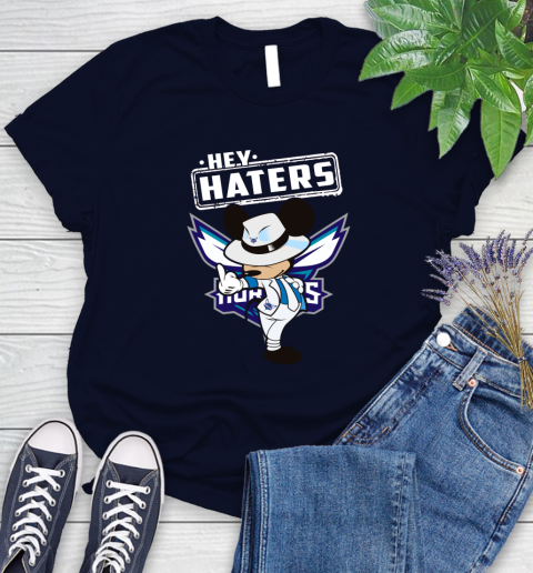 NBA Hey Haters Mickey Basketball Sports Charlotte Hornets Women's T-Shirt 2
