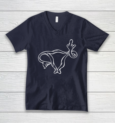Middle Finger Uterus V-Neck T-Shirt 2