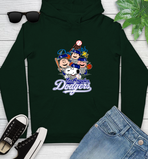 MLB Los Angeles Dodgers Snoopy Charlie Brown Woodstock The Peanuts Movie Baseball T Shirt_000 Youth Hoodie 14