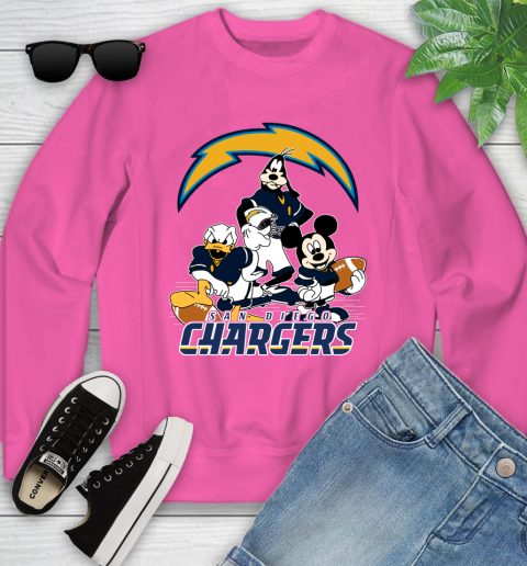 NFL San Diego Chargers Mickey Mouse Donald Duck Goofy Football Shirt Youth Sweatshirt