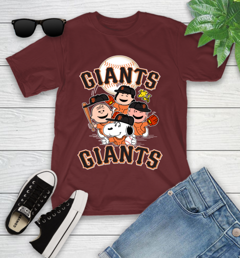MLB San Francisco Giants Snoopy Charlie Brown Woodstock The Peanuts Movie Baseball T Shirt_000 Youth T-Shirt 14