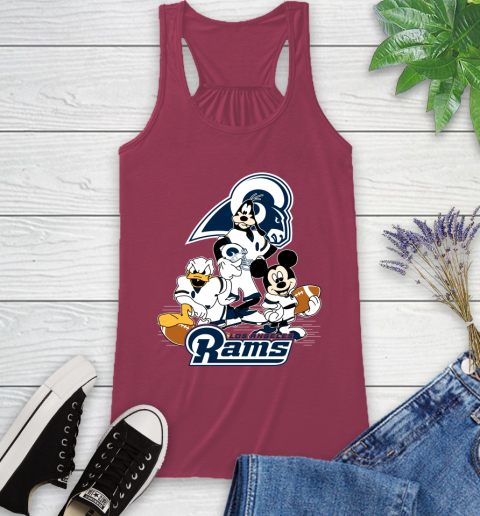 NFL Los Angeles Rams Mickey Mouse Donald Duck Goofy Football Shirt Racerback Tank 7