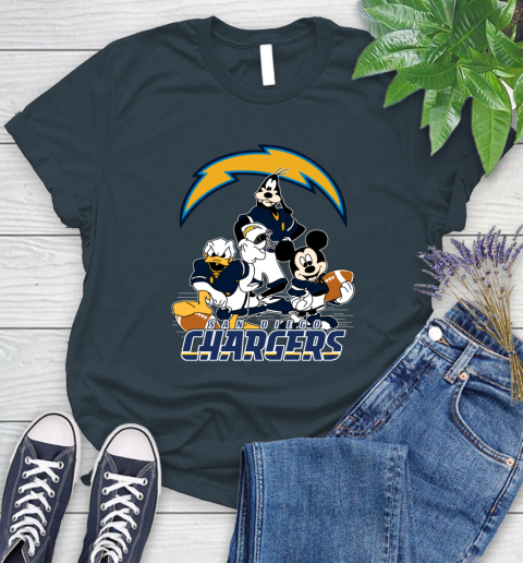 NFL San Diego Chargers Mickey Mouse Donald Duck Goofy Football Shirt Women's T-Shirt 11