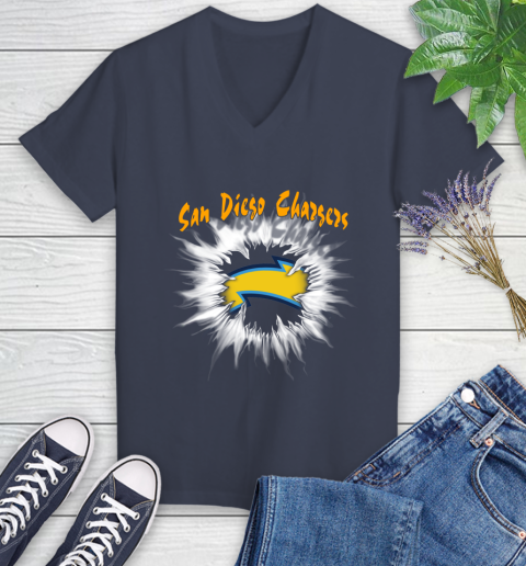 San Diego Chargers NFL Football Adoring Fan Rip Sports Women's V-Neck T-Shirt 12