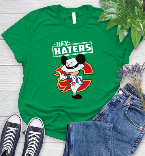 NHL Hey Haters Mickey Hockey Sports Calgary Flames Women's T-Shirt 9