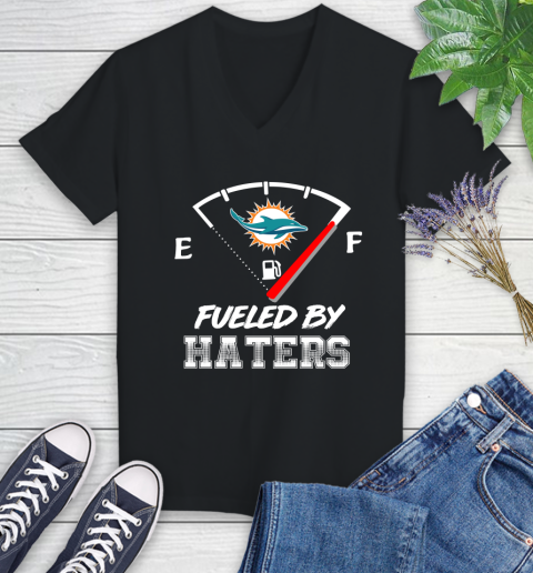 Miami Dolphins NFL Football Fueled By Haters Sports Women's V-Neck T-Shirt
