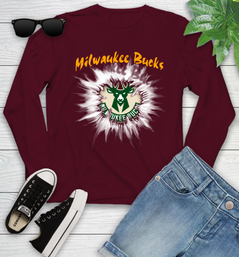 Milwaukee Bucks NBA Basketball Rip Sports Youth Long Sleeve 6
