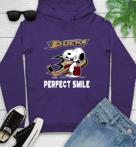 NHL Anaheim Ducks Snoopy Perfect Smile The Peanuts Movie Hockey T Shirt Youth Hoodie 5