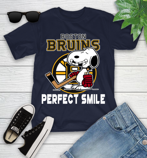NHL Boston Bruins Snoopy Perfect Smile The Peanuts Movie Hockey T Shirt Youth T-Shirt 2