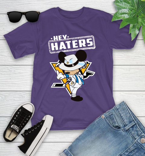 NHL Hey Haters Mickey Hockey Sports Pittsburgh Penguins Youth T-Shirt 3
