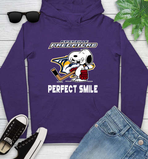 NHL Nashville Predators Snoopy Perfect Smile The Peanuts Movie Hockey T Shirt Youth Hoodie 5