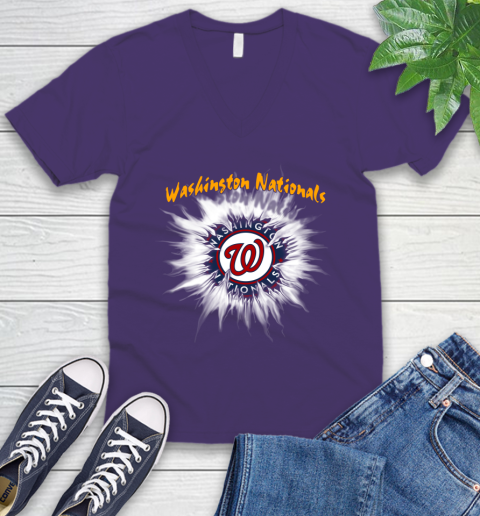 Washington Nationals MLB Baseball Adoring Fan Rip Sports V-Neck T-Shirt 9