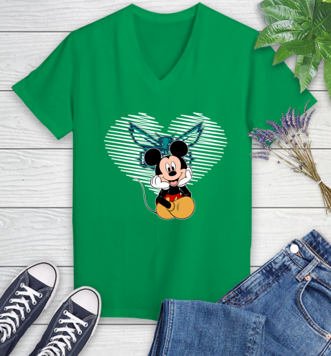 NBA Charlotte Hornets The Heart Mickey Mouse Disney Basketball Women's V-Neck T-Shirt 5