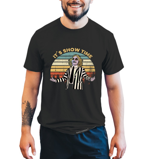 Beetlejuice Vintage T Shirt, It's Show Time Shirt, Halloween Gifts
