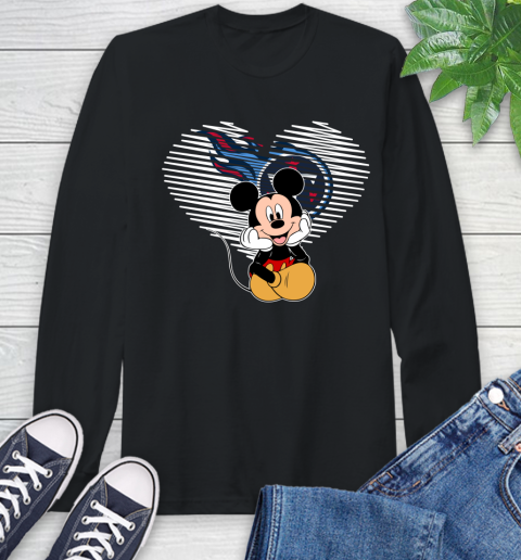 NFL Tennessee Titans The Heart Mickey Mouse Disney Football T Shirt_000 Long Sleeve T-Shirt