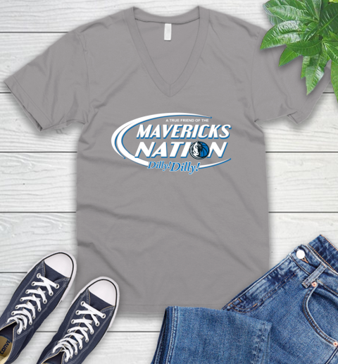 NBA A True Friend Of The Dallas Mavericks Dilly Dilly Basketball Sports V-Neck T-Shirt 3