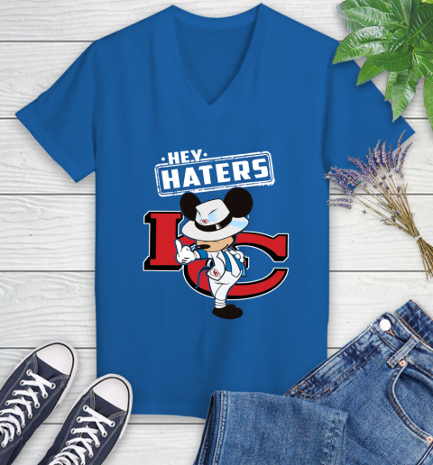 NFL Hey Haters Mickey Football Sports Kansas City Chiefs Women's V-Neck T-Shirt 10