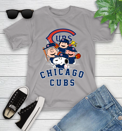 MLB Chicago Cubs Snoopy Charlie Brown Woodstock The Peanuts Movie Baseball T Shirt Youth T-Shirt 4