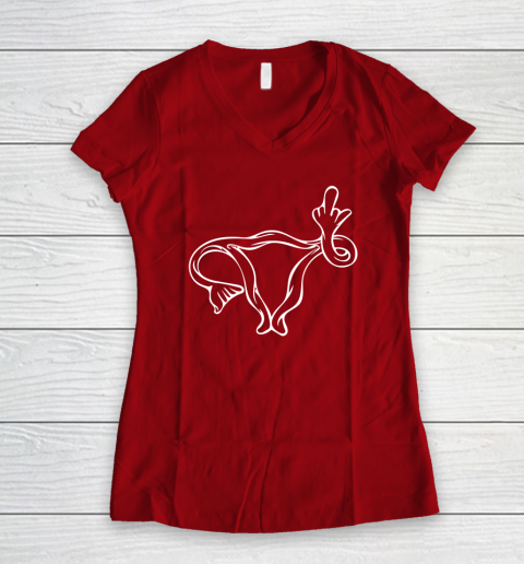 Middle Finger Uterus Women's V-Neck T-Shirt 6