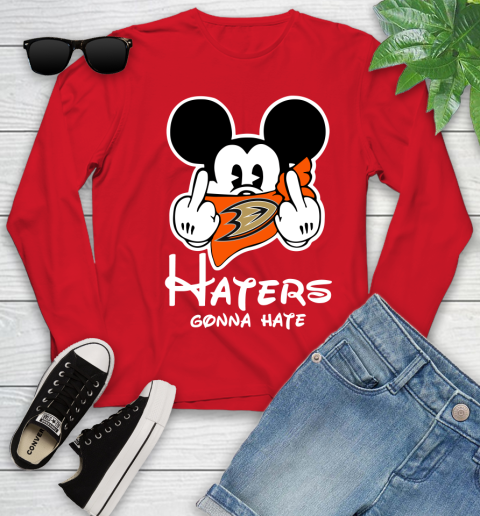 NHL Anaheim Ducks Haters Gonna Hate Mickey Mouse Disney Hockey T Shirt Youth Long Sleeve 11