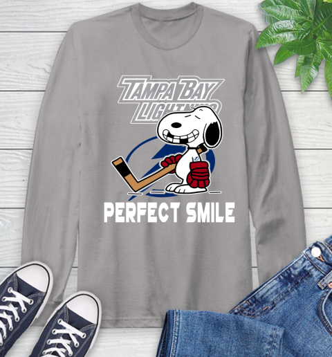 NHL Tampa Bay Lightning Snoopy Perfect Smile The Peanuts Movie Hockey T Shirt Long Sleeve T-Shirt 6