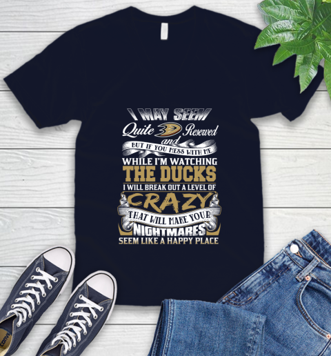 Anaheim Ducks NHL Hockey Don't Mess With Me While I'm Watching My Team V-Neck T-Shirt 2