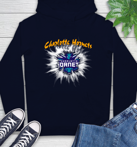 Charlotte Hornets NBA Basketball Rip Sports Hoodie - Image 4