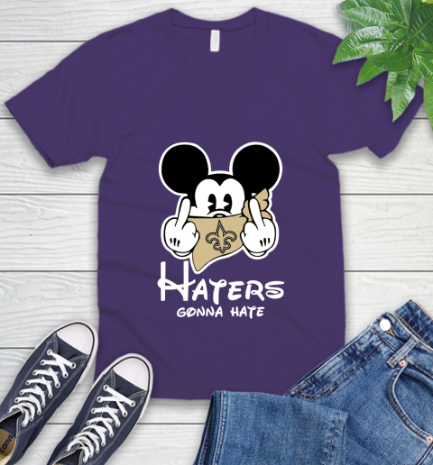 NFL New Orleans Saints Haters Gonna Hate Mickey Mouse Disney Football T Shirt V-Neck T-Shirt 9