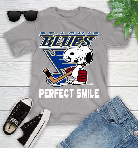 NHL St.Louis Blues Snoopy Perfect Smile The Peanuts Movie Hockey T Shirt Youth T-Shirt 4