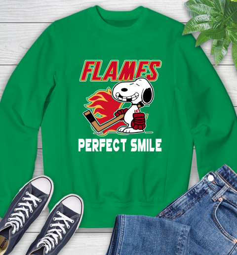 NHL Calgary Flames Snoopy Perfect Smile The Peanuts Movie Hockey T Shirt Sweatshirt 7