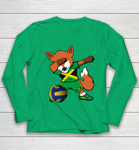 Dabbing Fox Jamaica Volleyball Fans Jersey Jamaican Youth Long Sleeve 6