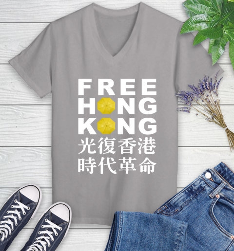 Free Hong Kong Women's V-Neck T-Shirt 4