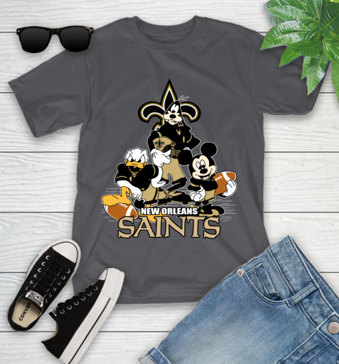 NFL New Orleans Saints Mickey Mouse Donald Duck Goofy Football Shirt Youth T-Shirt 6