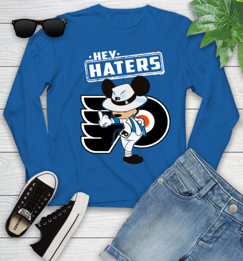 NHL Hey Haters Mickey Hockey Sports Philadelphia Flyers Youth Long Sleeve 10