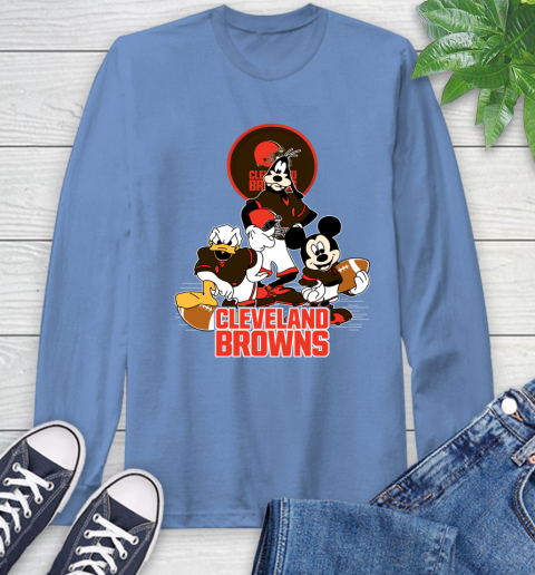 NFL Cleveland Browns Mickey Mouse Donald Duck Goofy Football Shirt Long Sleeve T-Shirt 12