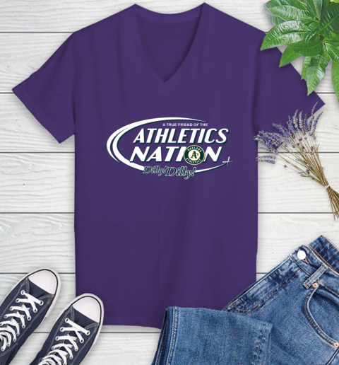 MLB A True Friend Of The Oakland Athletics Dilly Dilly Baseball Sports Women's V-Neck T-Shirt 3