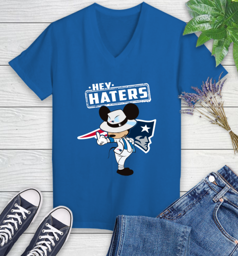 NFL Hey Haters Mickey Football Sports New England Patriots Women's V-Neck T-Shirt 10
