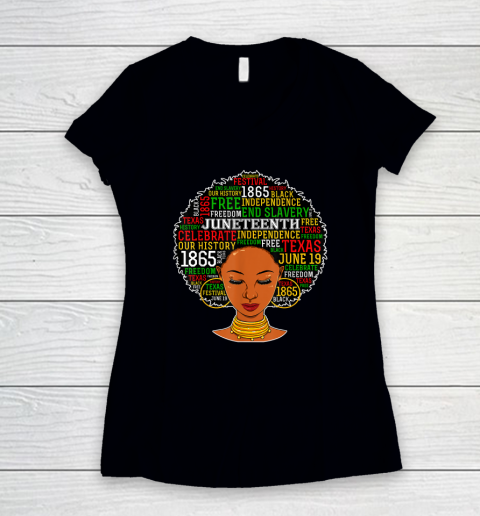 Juneteenth Tshirt Women Juneteenth Shirts For Women Afro Women's V-Neck T-Shirt