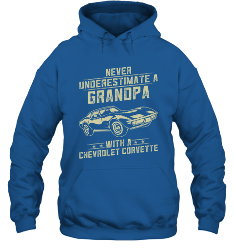 Chevrolet Corvette Lover Gift  Never Underestimate A Grandpa Old Man With Vintage Awesome Cars Hoodie