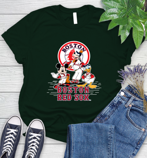 MLB Boston Red Sox Mickey Mouse Donald Duck Goofy Baseball T Shirt Women's T-Shirt 6