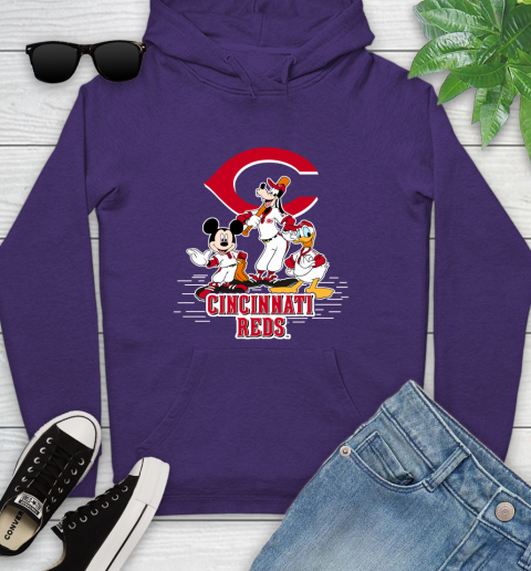 MLB Cincinnati Reds Mickey Mouse Donald Duck Goofy Baseball T Shirt Youth Hoodie 5