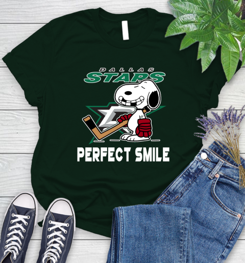 NHL Dallas Stars Snoopy Perfect Smile The Peanuts Movie Hockey T Shirt Women's T-Shirt 6