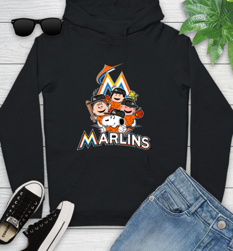 MLB Miami Marlins Snoopy Charlie Brown Woodstock The Peanuts Movie Baseball T Shirt Youth Hoodie
