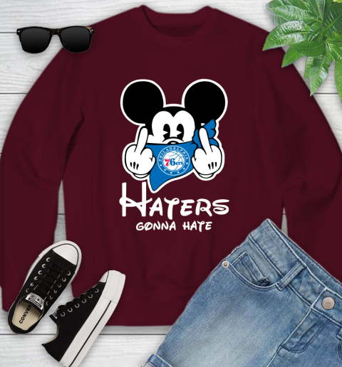 NBA Philadelphia 76ers Haters Gonna Hate Mickey Mouse Disney Basketball T Shirt Youth Sweatshirt 4