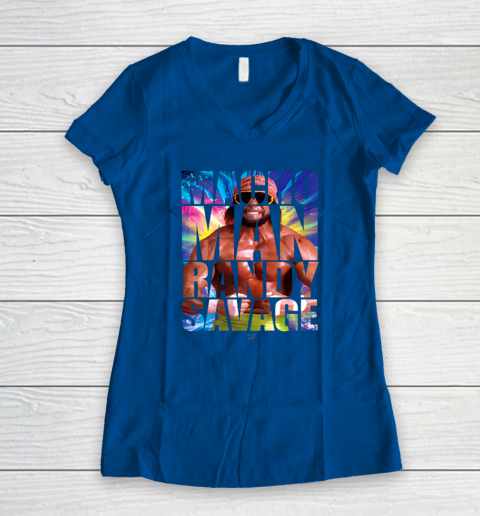 Randy Macho Man Savage WWE Disco Splash Women's V-Neck T-Shirt 12