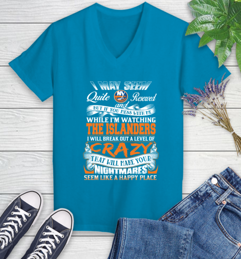 New York Islanders NHL Hockey Don't Mess With Me While I'm Watching My Team Women's V-Neck T-Shirt 7