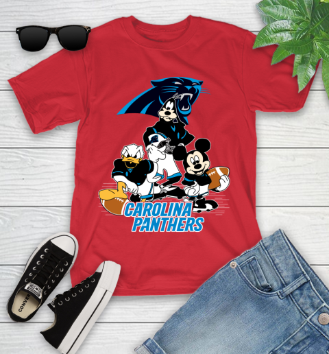 NFL Carolina Panthers Mickey Mouse Donald Duck Goofy Football Shirt Youth T-Shirt 13