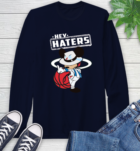 NBA Hey Haters Mickey Basketball Sports Miami Heat Long Sleeve T-Shirt 3