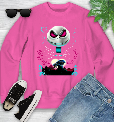 NFL Carolina Panthers Jack Skellington Sally The Nightmare Before Christmas Football Youth Sweatshirt 6